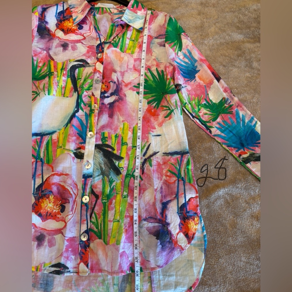 Soft Surroundings Multicolor Floral Button-Down Shirt Size S - Picture 6 of 8